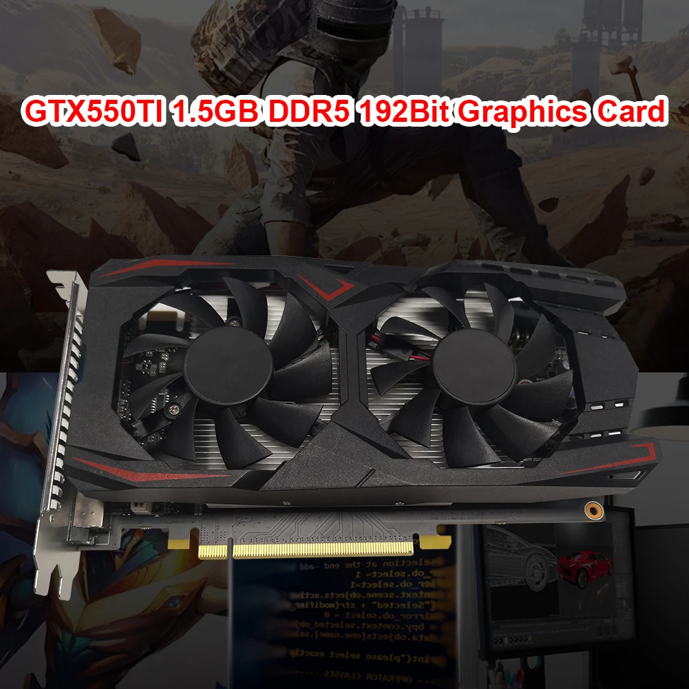 Игровая видеокарта GTX550TI DDR5 1 5 ГБ бит с двумя вентиляторами охлаждения совместима