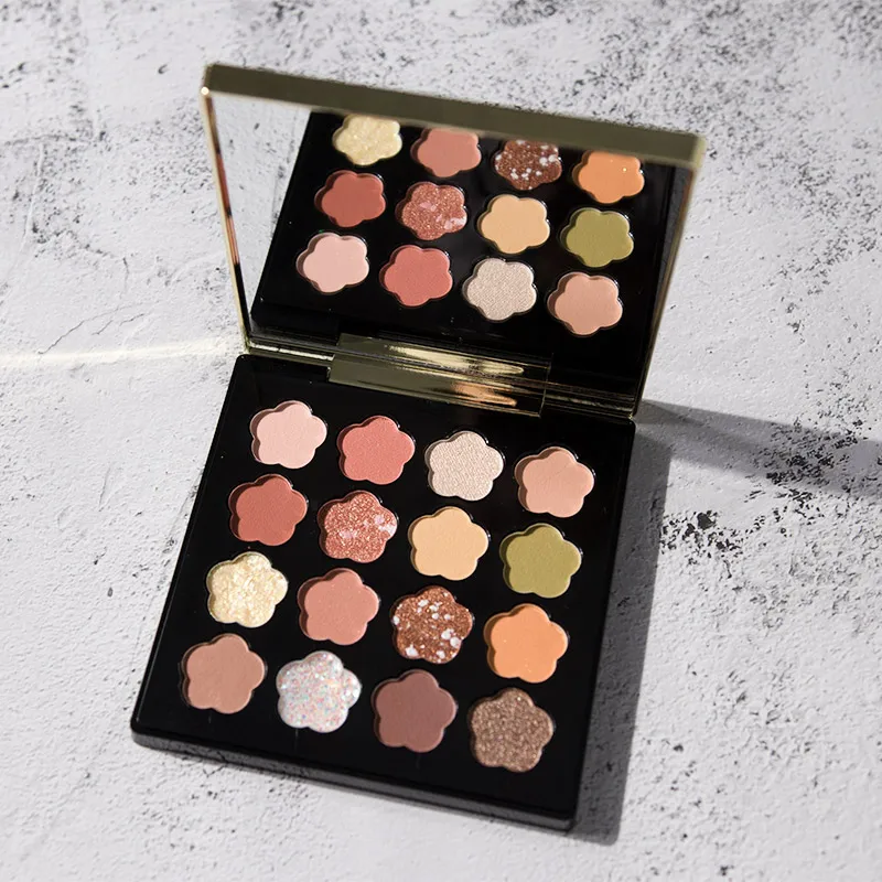 Тени для век Hojo 16 ти цветов Компактные матовые перламутровые глянцевые тени