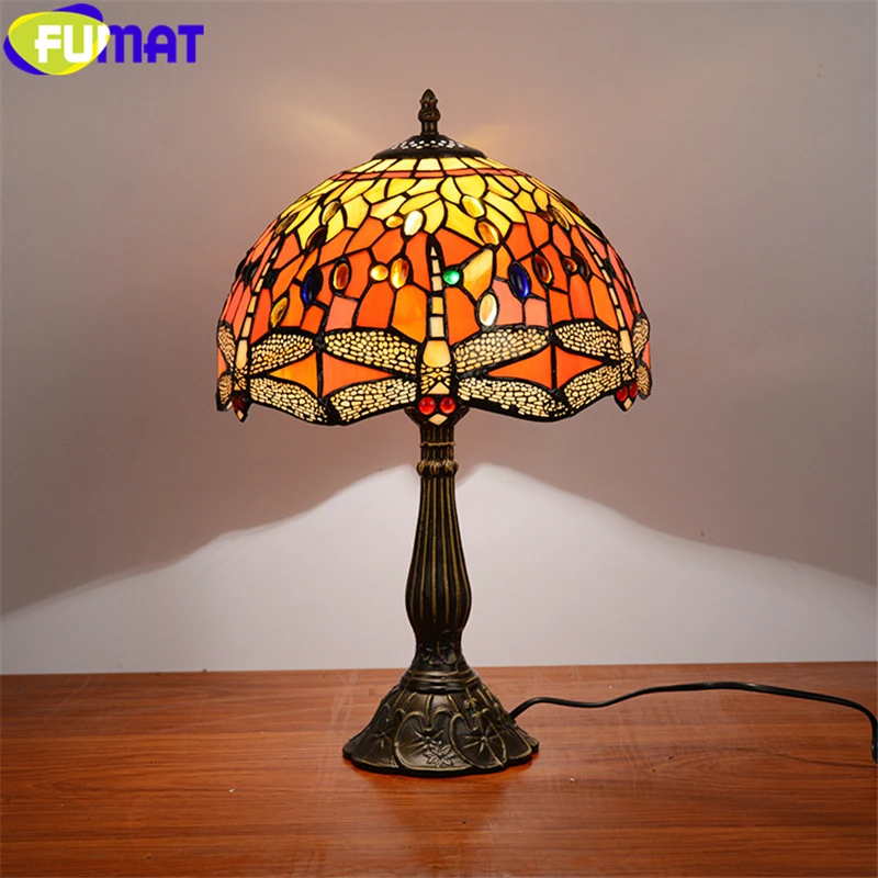 Фумат Тиффани настольные лампы стрекозы серии цветное Стекло оттенок литая Lotus