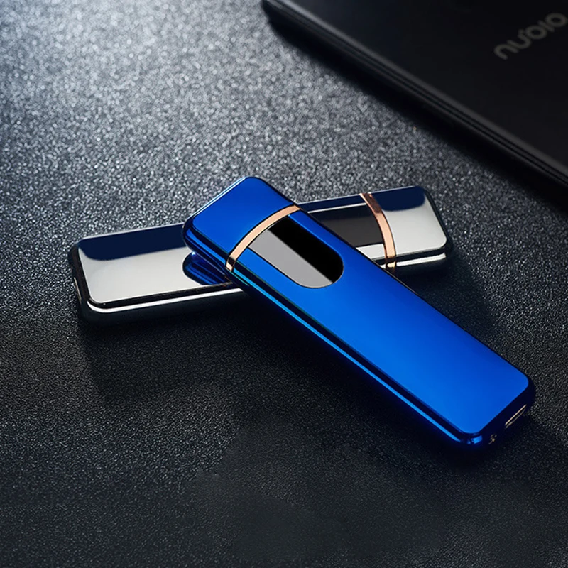 Зажигалки для сигарет USB заряжаемая электронная ветрозащитная гладкая металлическая зажигалка для курения мужские и женские аксессуары дропшиппинг