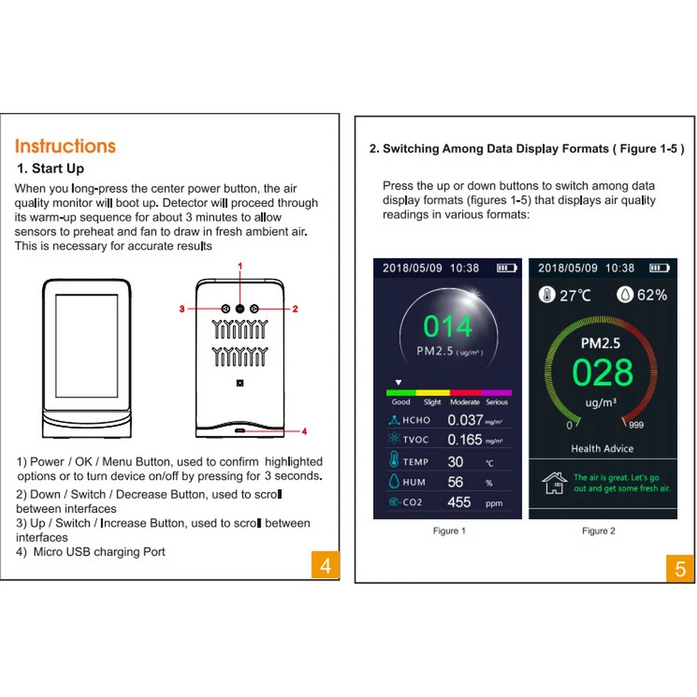 

Air Quality Detector LCD Display USB TVOC PM2.5 Carbon Dioxide Formaldehyde Detector New WIFI Multifunctional Gas Monitor