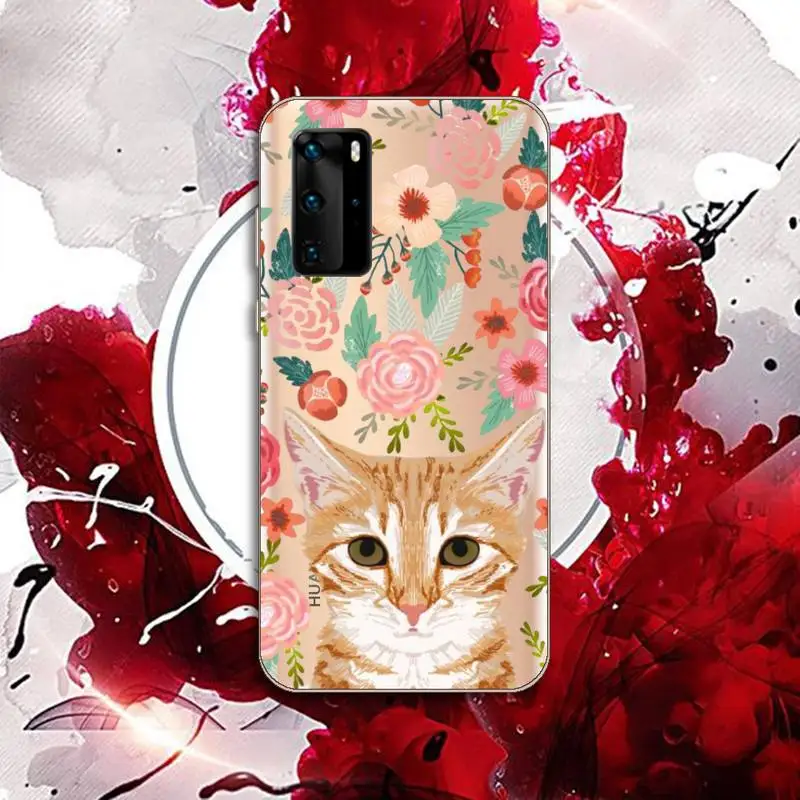 

Animal flower dog cat cute Phone Case Transparent for Huawei P20 P30 P40 honor 8 10i P smart 2019 Samsung A71 A21S S10 20 plus