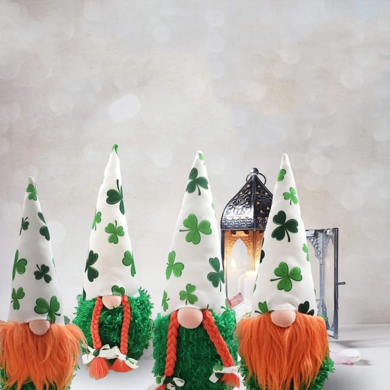

Spring Irish Festiva Day Gnome Leprechaun Shamrock Swedish Plush Doll Toys 28GF