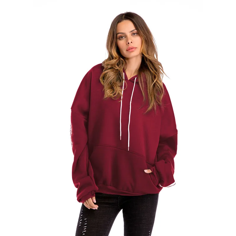 

2019 New Social Harajuku Hoodies For Girls Solid Color Hooded Tops Women's Sweatshirt Long-sleeved Winter Velvet Thickening Coat