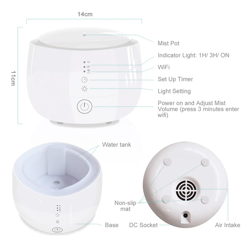

Humidifier Night Light Can Add Aromatherapy,Portable Home Office Humidifier ,Can Be Controlled By Smart App EU Plug