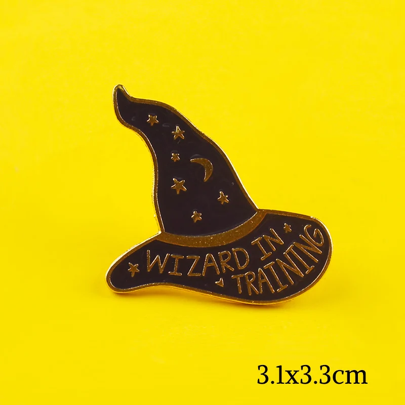

Black Witch Cats Enamel Pins Custom Starry Wizard Hat Cat Brooches Bag Clothes Lapel Pin Gothic Badge Jewelry Gift for Friends