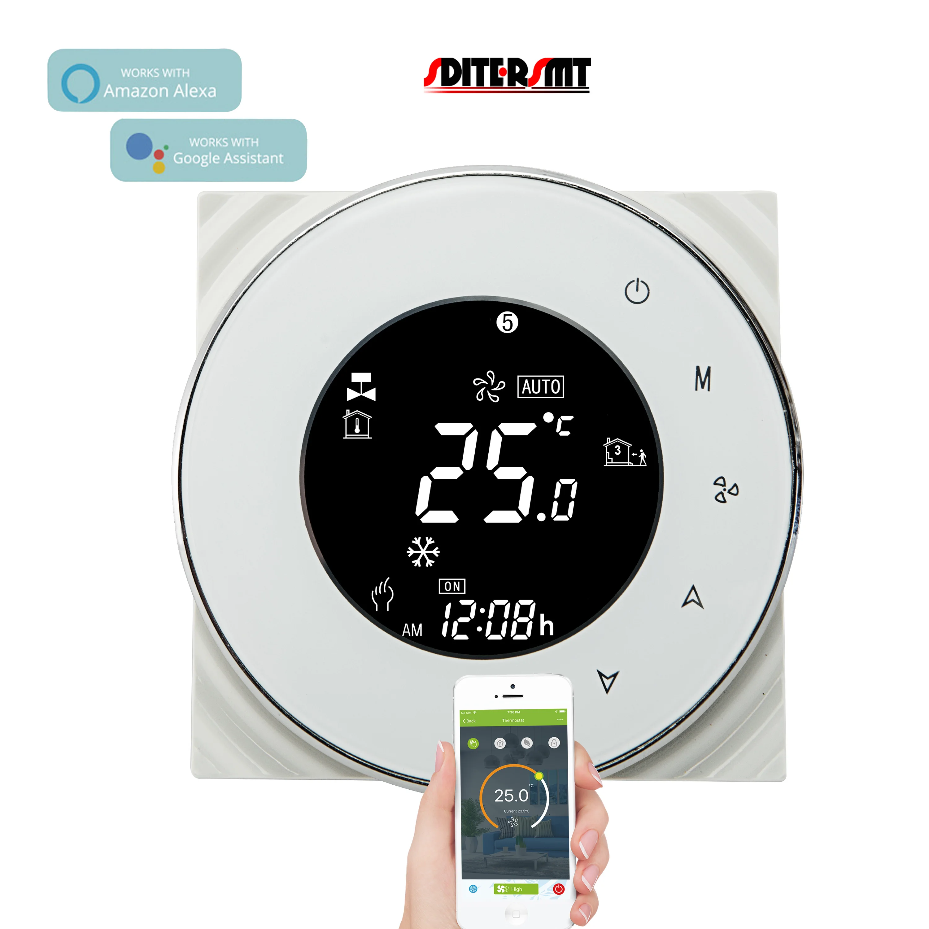 24V 220V EU 2P4P Fan Coil Adjustable Digital Thermostat Control for Temperature Sensor Modbus RS485 WIFI Bridge Smart Life APP