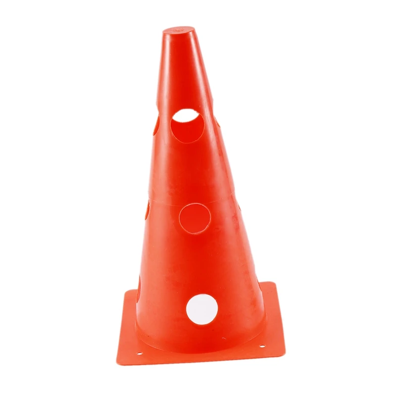 

12 Inch Color Perforated Plastic Cone 10 Pack Set - Football, Football, Basketball, Agile Drill Training Venue Mark with Storage