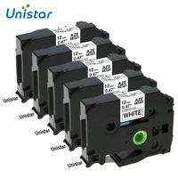 unistar 5pcs tze 231 compatible for brother label tape printer 12mm black on white tz231 tze231 for pt h100 pt d200 label maker