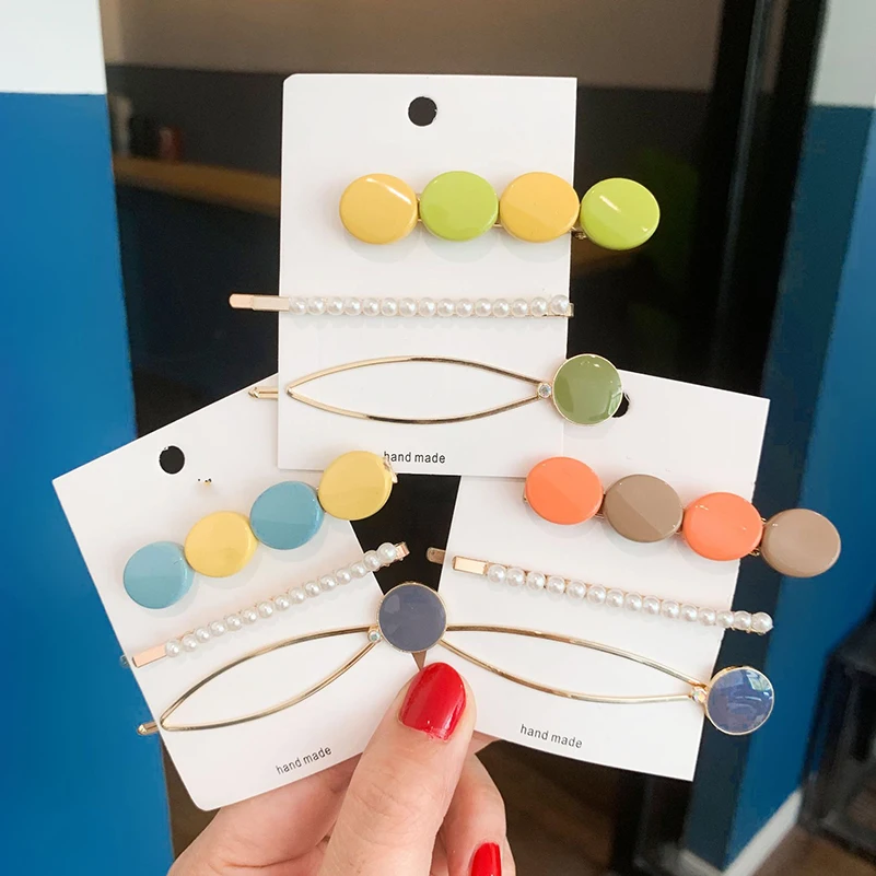 Новые Модные Красочные заколки для волос маленьких девочек простые элегантные