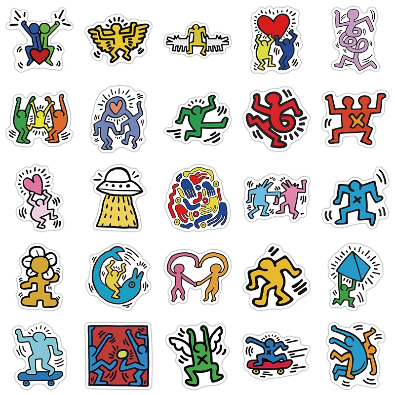 10/30/50Pcs Keith Funny Cartoon Graffiti Sticker Waterproof Fridge Guitar Laptop Motorcycle Skateboard Joke Decal Classic Toy - купить по