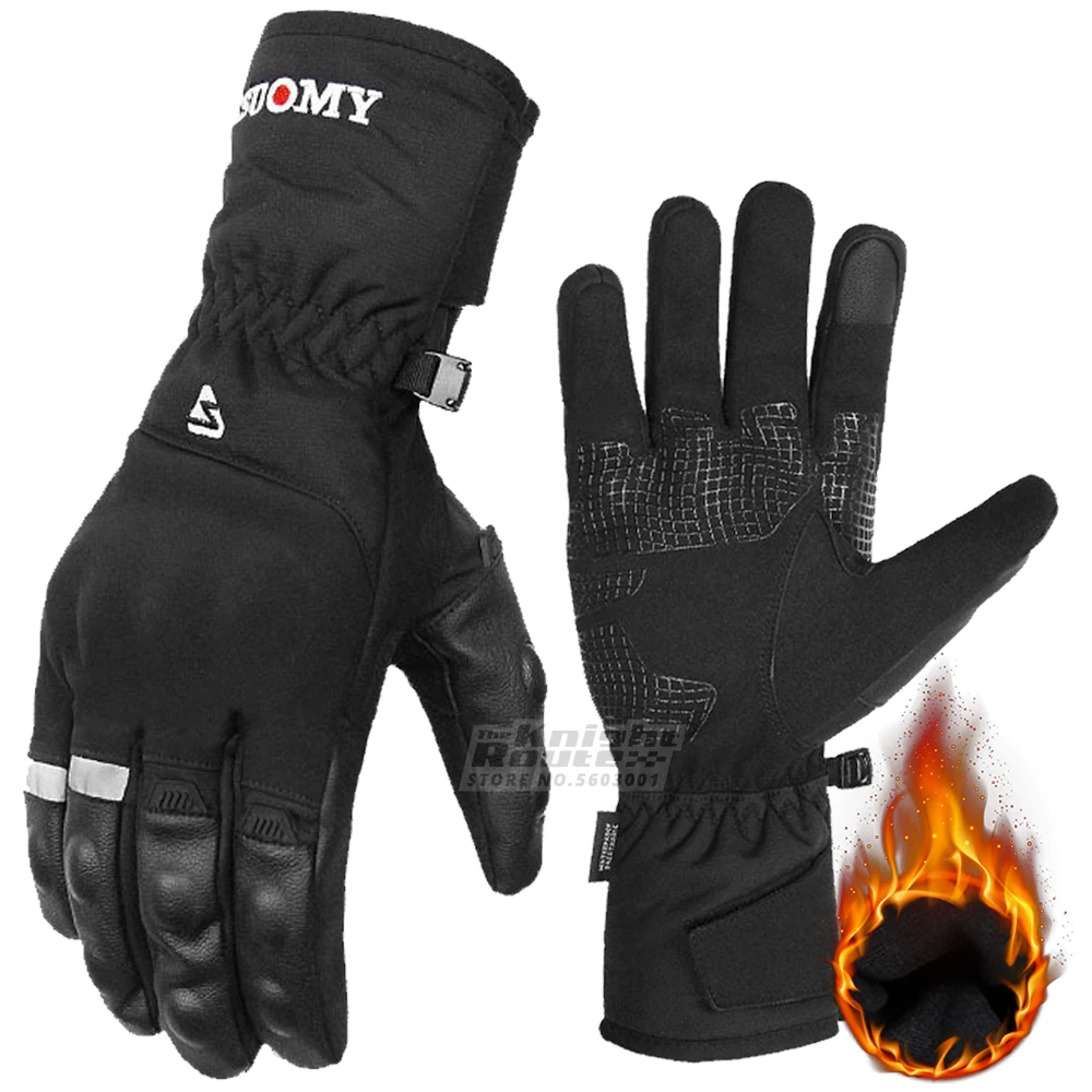 

Зимние мотоциклетные перчатки, черные флисовые теплые перчатки с закрытыми пальцами, мужские лыжные перчатки для мотокросса, езды на мотоц...
