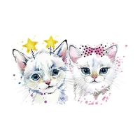 cute cat iron on transfers patches for clothing textile vinyl thermo stickers applique diy heat thermotransfer stripes clothes