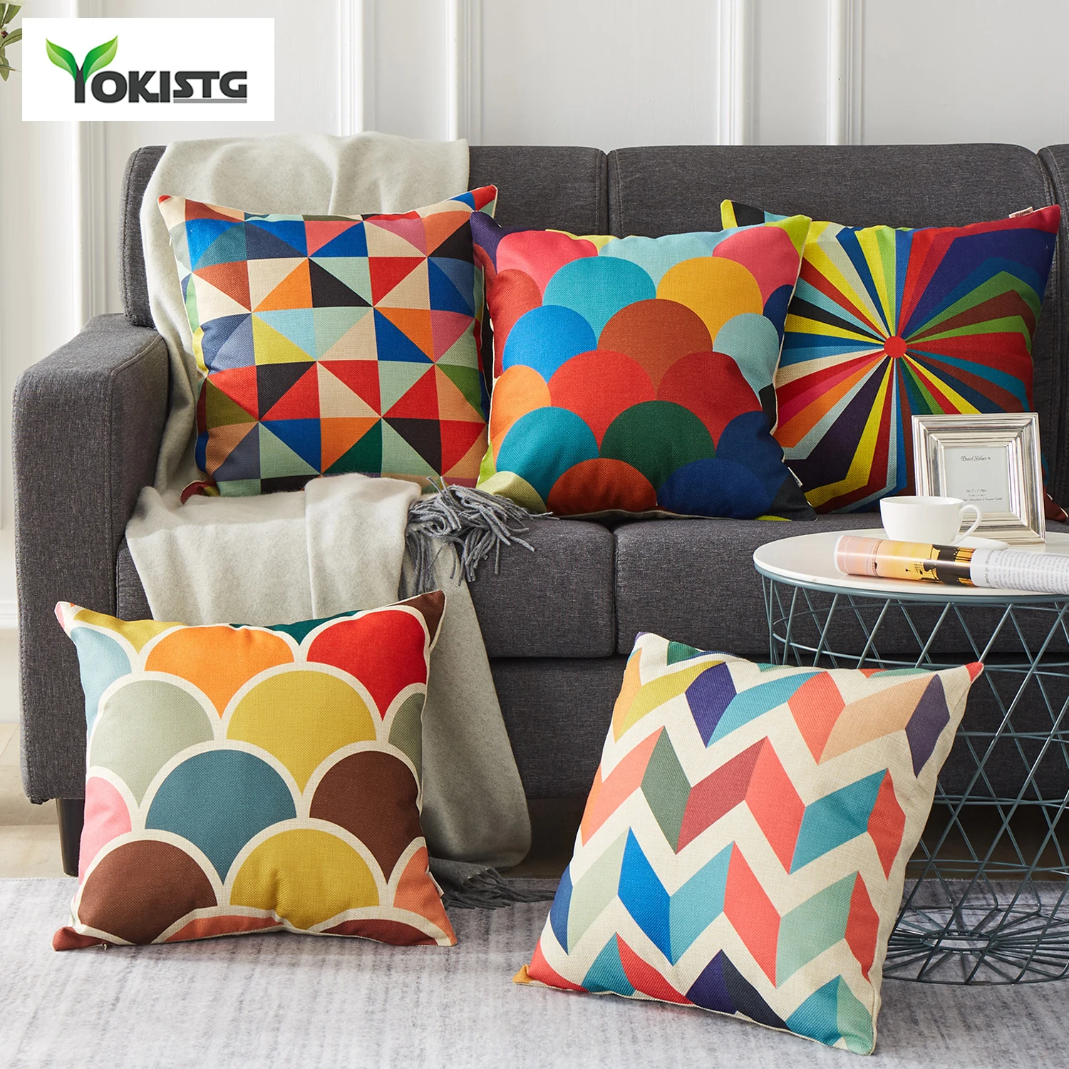 Наволочка YokiSTG декоративная наволочка с геометрическим рисунком льняное