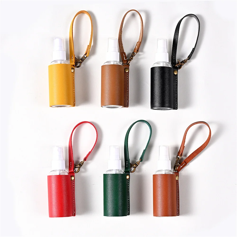 

60ml Hand Sanitizer Case Perfume Leather Case Portable Hydroalcoholic Gel Bottle Hand Sanitizer Leather Case Keychain Holder