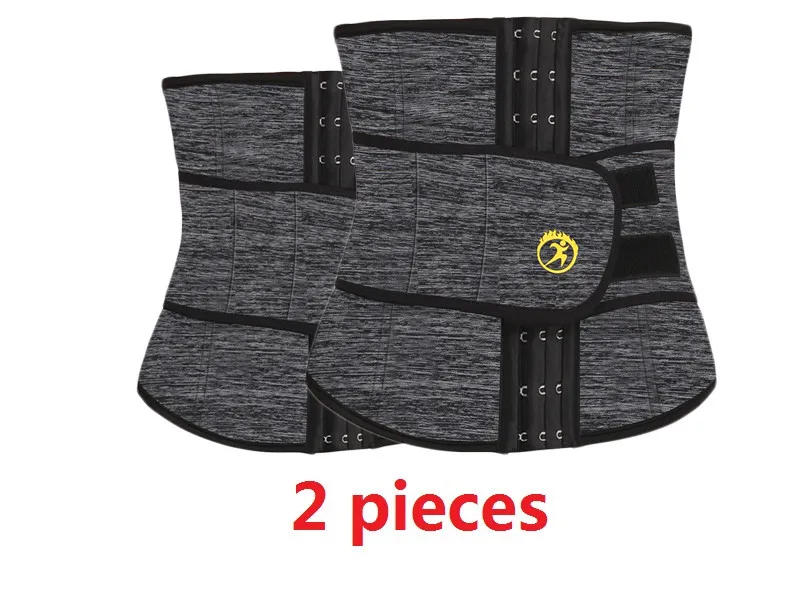 grey 2 pices NINGMI S-6XL Талии Тренажер женский тонкий пояс животик формирователь тела корсет для похудения нижнее белье Корректирующее белье из неопрена ремень плюс размер - Цвет: grey 2 pices