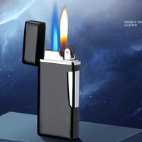 two flames turbo metal gas lighters cigar cigarettes smoking accessories windproof cigar lighters mens gifts gadgets for men