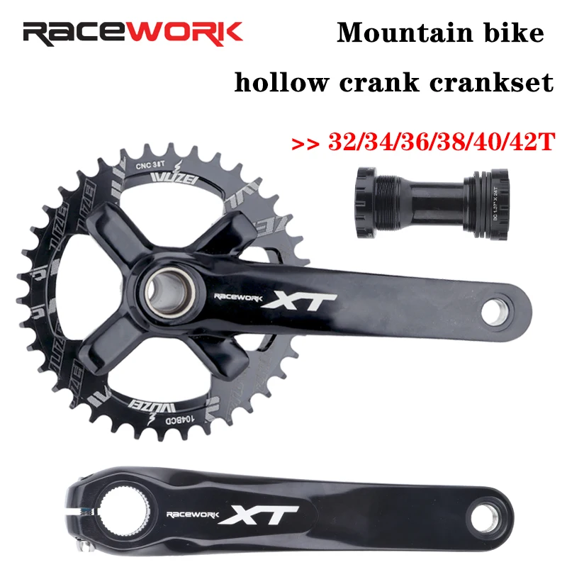 RACEWORK XT Hollowtech Mtb Crank Arms For Bicycle Crankset Integrated Candle Pe 2 Crowns Mountain Bike Connecting Rods 104 Bcd