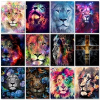 sdoyuno animals paint by number canvas painting kits handpainted gift diy oil painting by numbers lion pictures home decor art