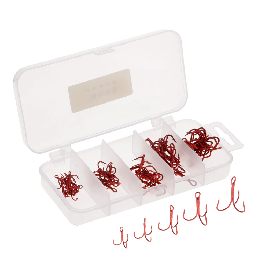 

Тройные Крючки с бородкой, Размер 2/4/6/8/10 #, 50 шт., крючок с прозрачной коробкой для рыбалки