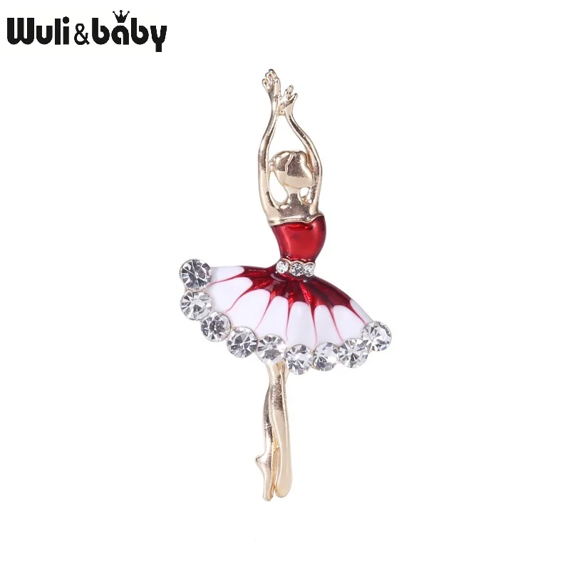 Эмалированная брошь Wuli &amp baby балет с дизайном девочка для женщин стразы фигура