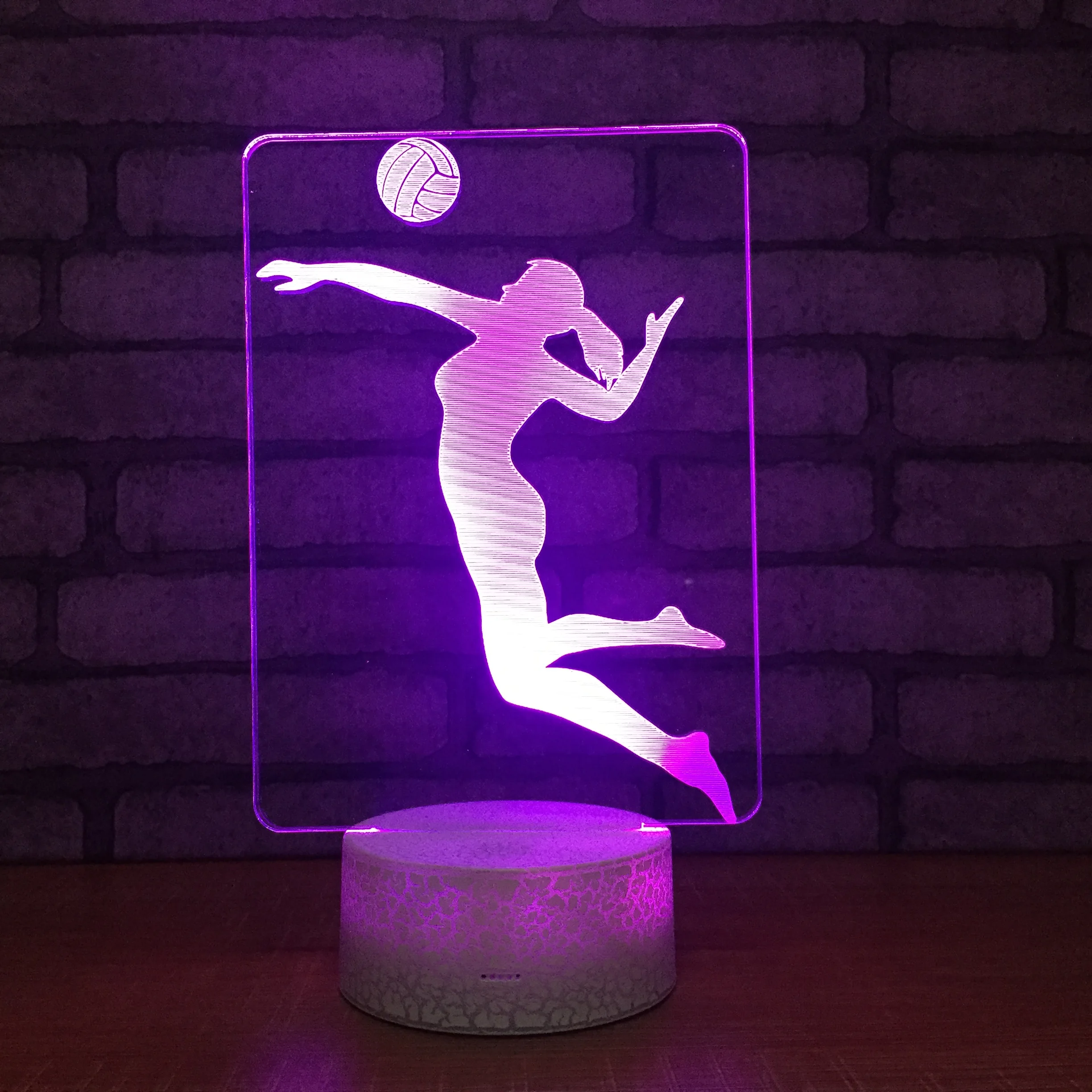 3D визуальный светодиодный ночной Светильник волейбол украшения дома 7 цветов