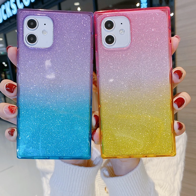 Square glitter is suitable for iPhone11 mobile phone case Apple 12 pro max xs xr soft rubber 7 8plus protective cover