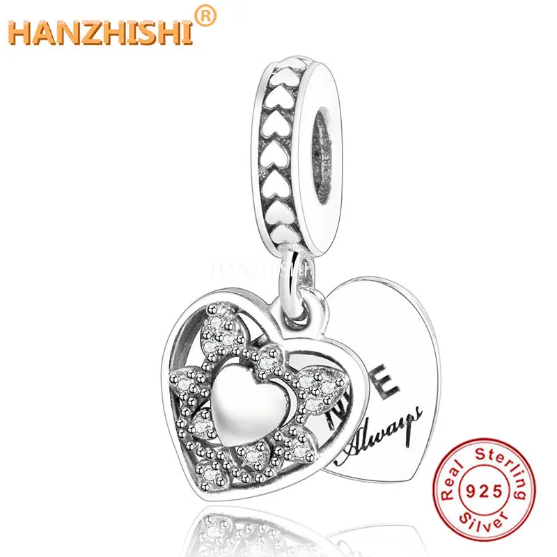 

Fit Original Charm Bracelet Necklace Jewelry Authentic 925 Sterling Silver Engraved My Wife Always Love Heart Beads Charms