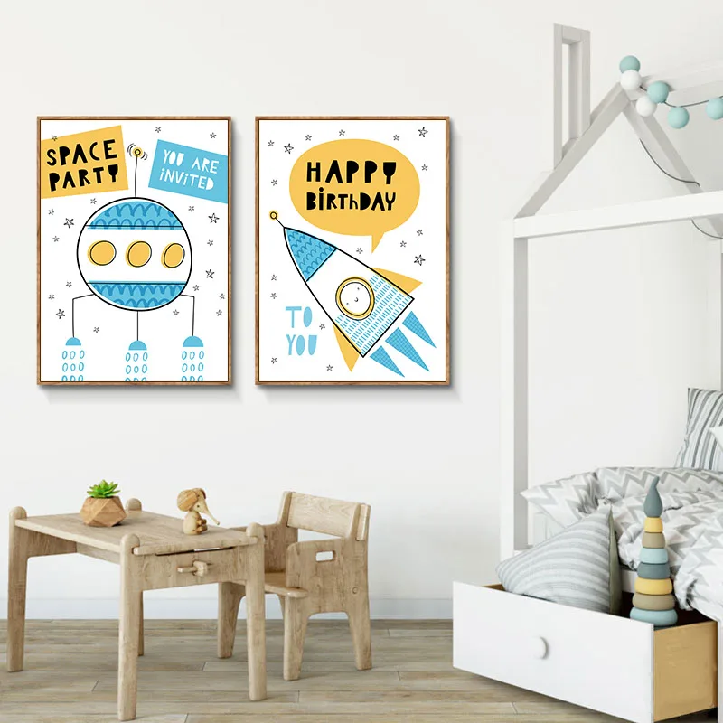 Детская парусиновая настенная живопись для маленьких девочек украшение комнаты