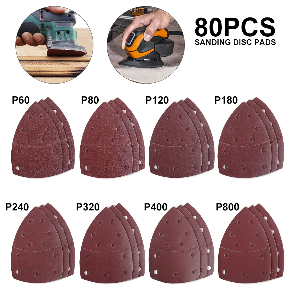 

80 шт., набор для шлифовки с 11 отверстиями, зернистость 60-120