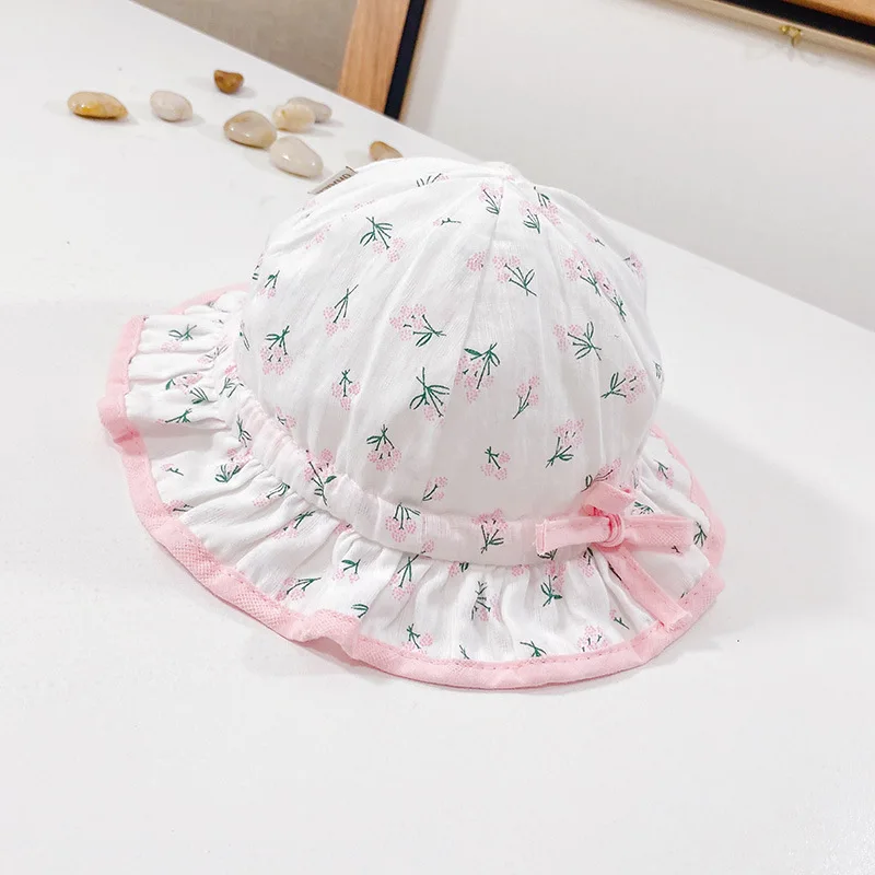 

W187 2-12 Month Summer Breathable Baby Sun Hat Cute Flower Baby Girl Beach Hat Bucket Cap for Newborn Infant Baby Caps