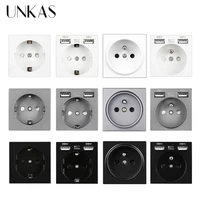 unkas b8 modules diy free combination new eu french 16a wall power socket dual usb charger port hidden soft led outlet