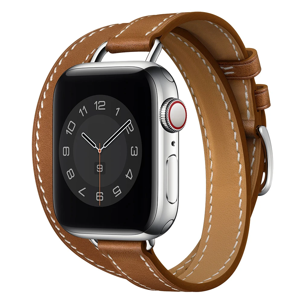 

Attelage Double Tour strap For Apple Watch band 40mm 44mm 42mm 38mm Genuine Leather bracelet iWatch Serie 3 4 5 6 SE 7 45mm 41mm