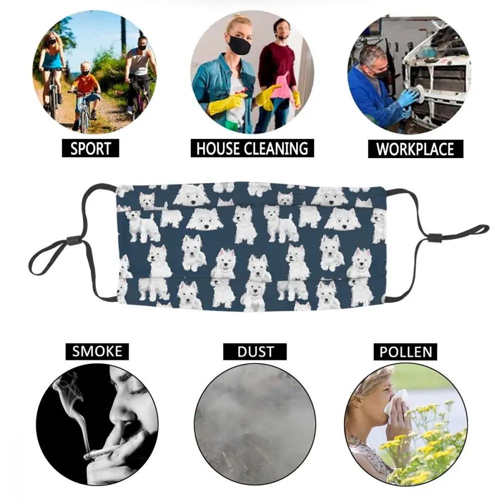 

Westie Men Women Reusable Face Mask Dog Anti Haze Dustproof Protection Cover Respirator