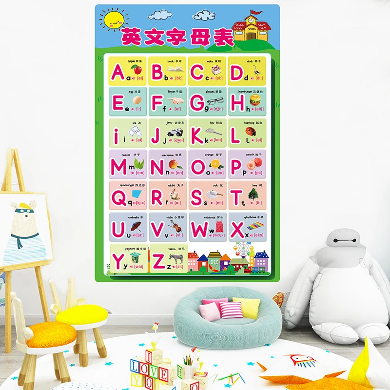 [SHIJUEHEZI] наклейки на стену для обучения английском языке сделай сам мультяшный