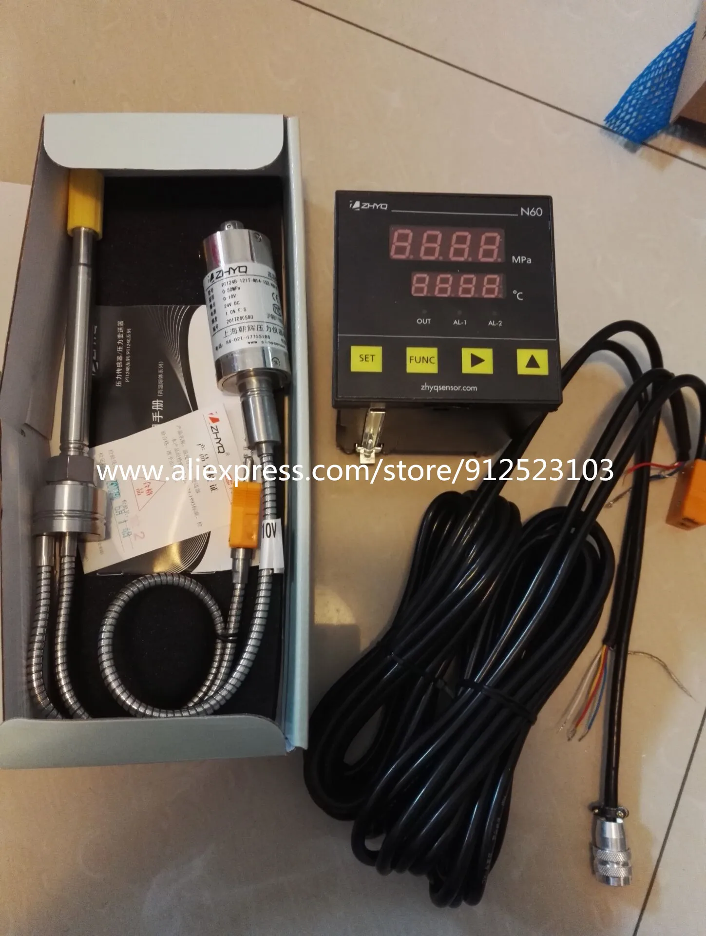 

ZHYQ PT124G-123T Melt Pressure Transducer 6 Pins 50Mpa Output 3.33 mV/V With Pressure and Temperature indicator N60/N50/N10