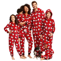 2021 family christmas pajamas new year cotton deer adult kid family jumpsuit pajamas clothes set hooded zipper sweatshirt