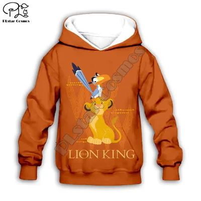 Beige Simba толстовка с капюшоном и 3D-принтом «Король Лев» для маленьких детей, толстовки на молнии стильная толстовка с длинными рукавами и рисунком для мальчиков и девочек-17 - Цвет: Beige