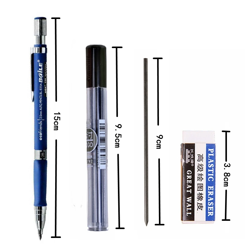 8Pcs/set Cute Mechanical Pencil 2.0mm 2B Drawing Writing Activity with Refill Rod Eraser Set Office School Stationery | Канцтовары для