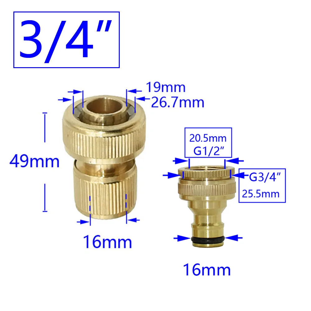 1/2" 5/8" 3/4" Garden Hose Quick Connector Brass Kit Female 1/2 3/4 Inch Thread Joint Irrigation Hose 8/11 16mm 20mm Adaptor 1pc