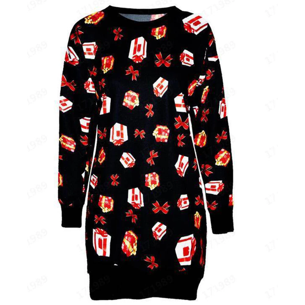 Женские платья вечернее платье осеннее рождественское с принтом длинным рукавом