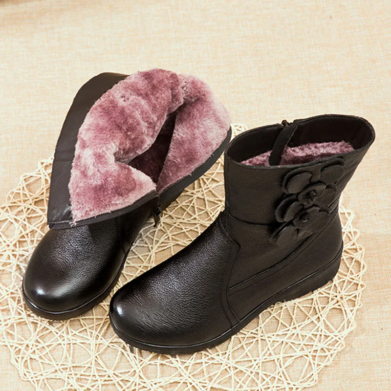 TIMETANGFashion/модные женские зимние сапоги; зимние плюшевые теплые сапоги до середины икры на толстой танкетке с боковой молнией; милые сапоги; зимние сапоги с цветами; MotherE1110