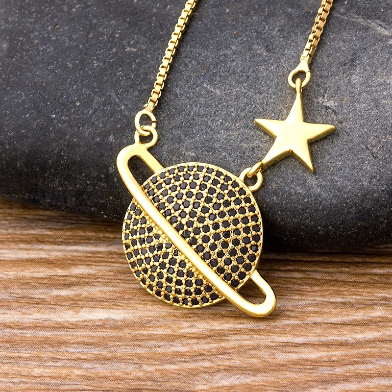 Новый Шарм кубического циркония планета Подвеска колье Cool с украшением в виде