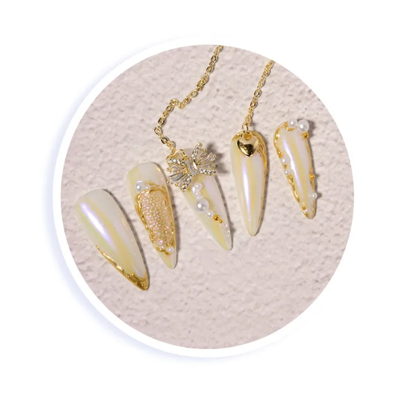 

1Pieces Of Chain Nail Art Diamond Jewelry Rhinestone Super Flash New Love Bow Pendant Nail Decoration Bracelet Diamon