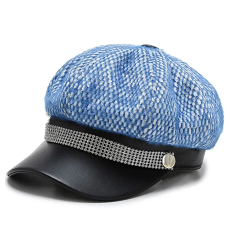 

New casual vintage female caps women's elegant beret hat women PU navy hats autumn winter fashion retro flat cap Boinas chapeau