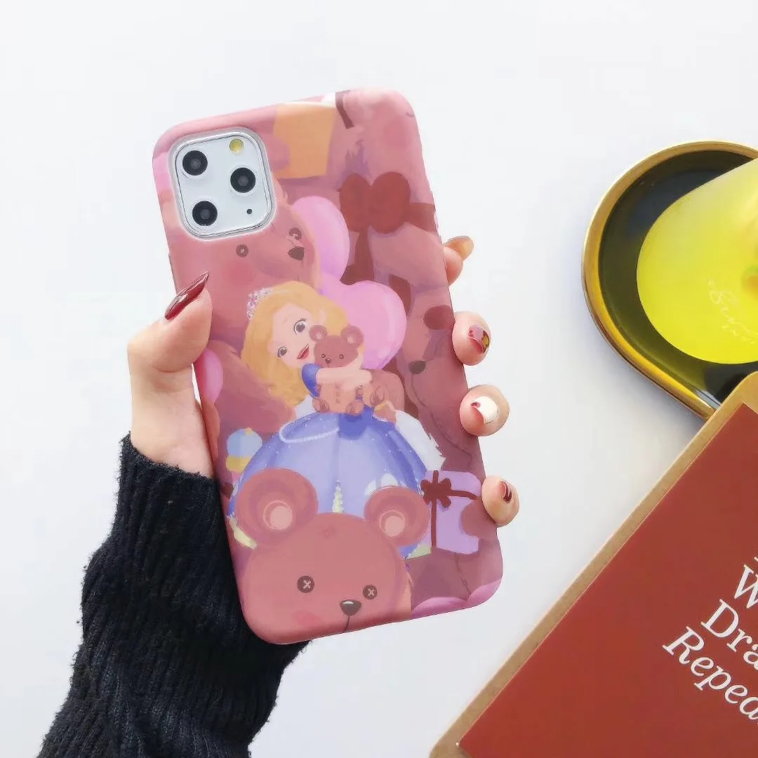 Luxury Brand Princess girl Bear Phone Case For Apple iPhone 7 8 6 S Plus 11 Pro X XS Max XR Thick soft tpu Cover Fundas |