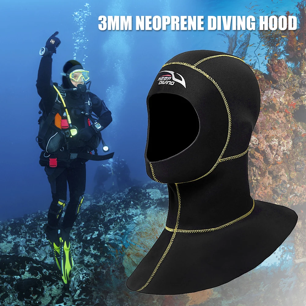 

Diving Hat 3mm Neoprene Beach Water Hat Scuba Diving Hood With Shoulder Thermal Wetsuit Cap for Rafting Snorkeling Swimming