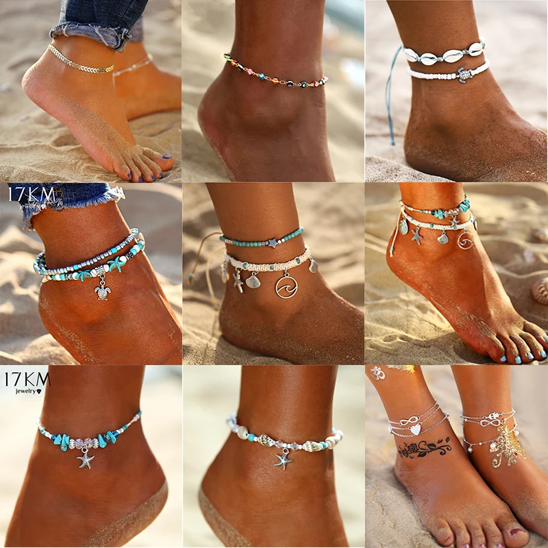 

Punk Multilayered Lock Snake Chain Anklet For Women 2021 Trend Gold Butterfly Shell Anklets Foot Bracelet Beach Jewelry