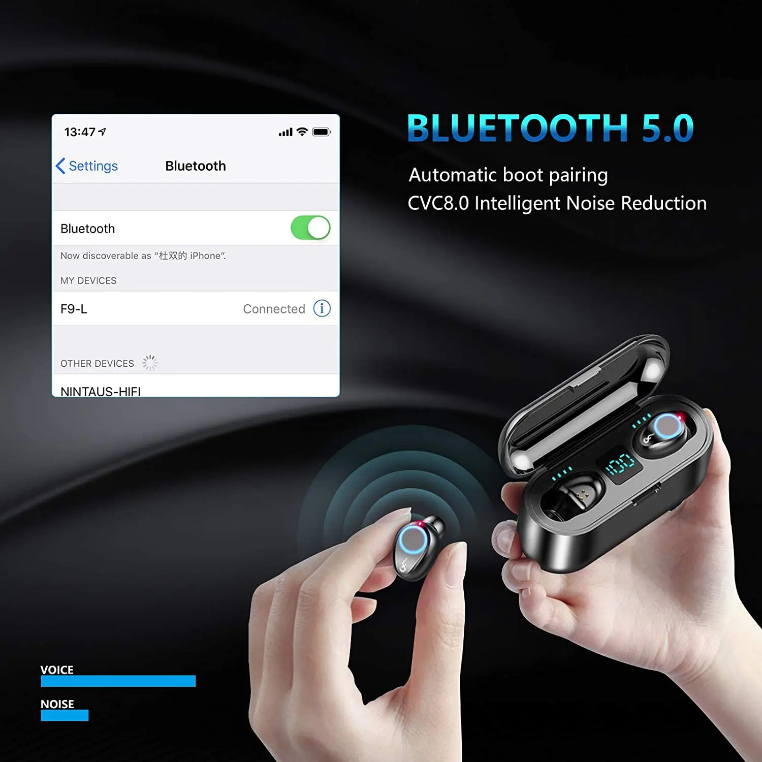 Bluetooth наушники TWS беспроводные 5 0 водонепроницаемые в ухо спортивные 2000mAh Зарядка