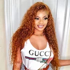 Парики из синтетических волос на сетке спереди, свободные волнистые кудрявые искусственные волосы для чернокожих женщин, 26 дюймов, длинный оранжевый